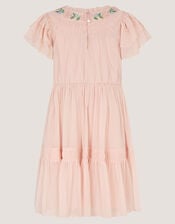 Carmen Embellished Collar Tiered Dress, Pink (PINK), large