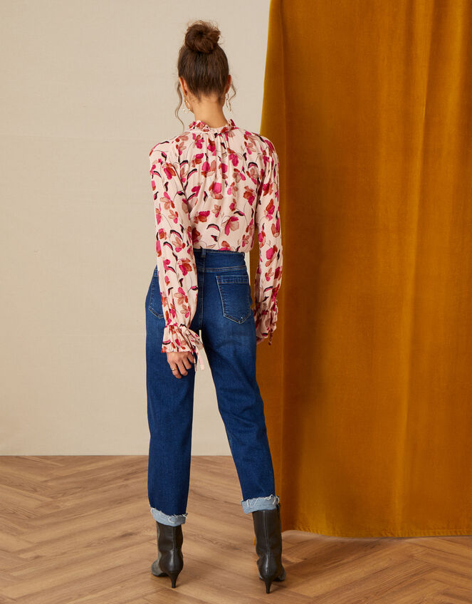 Honey Floral Print Blouse in Sustainable Viscose, Ivory (IVORY), large