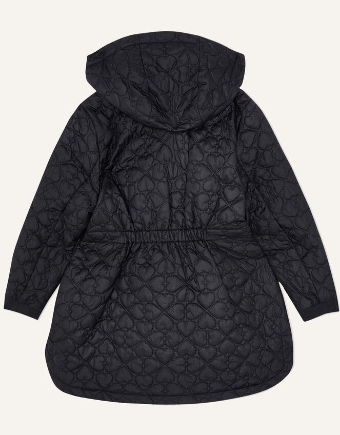 Lightweight Heart Longline Quilted Coat, Black (BLACK), large