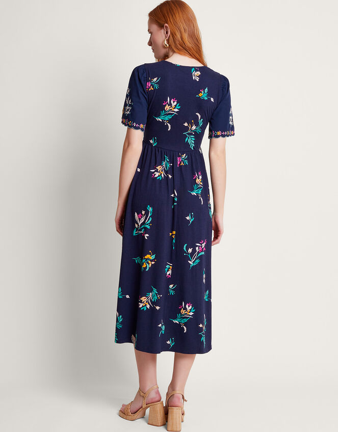 Maya Floral Embroidered Midi Dress, Blue (NAVY), large