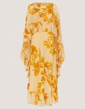 Joanna Ruffle Cape Chiffon Maxi Dress, Ivory (IVORY), large