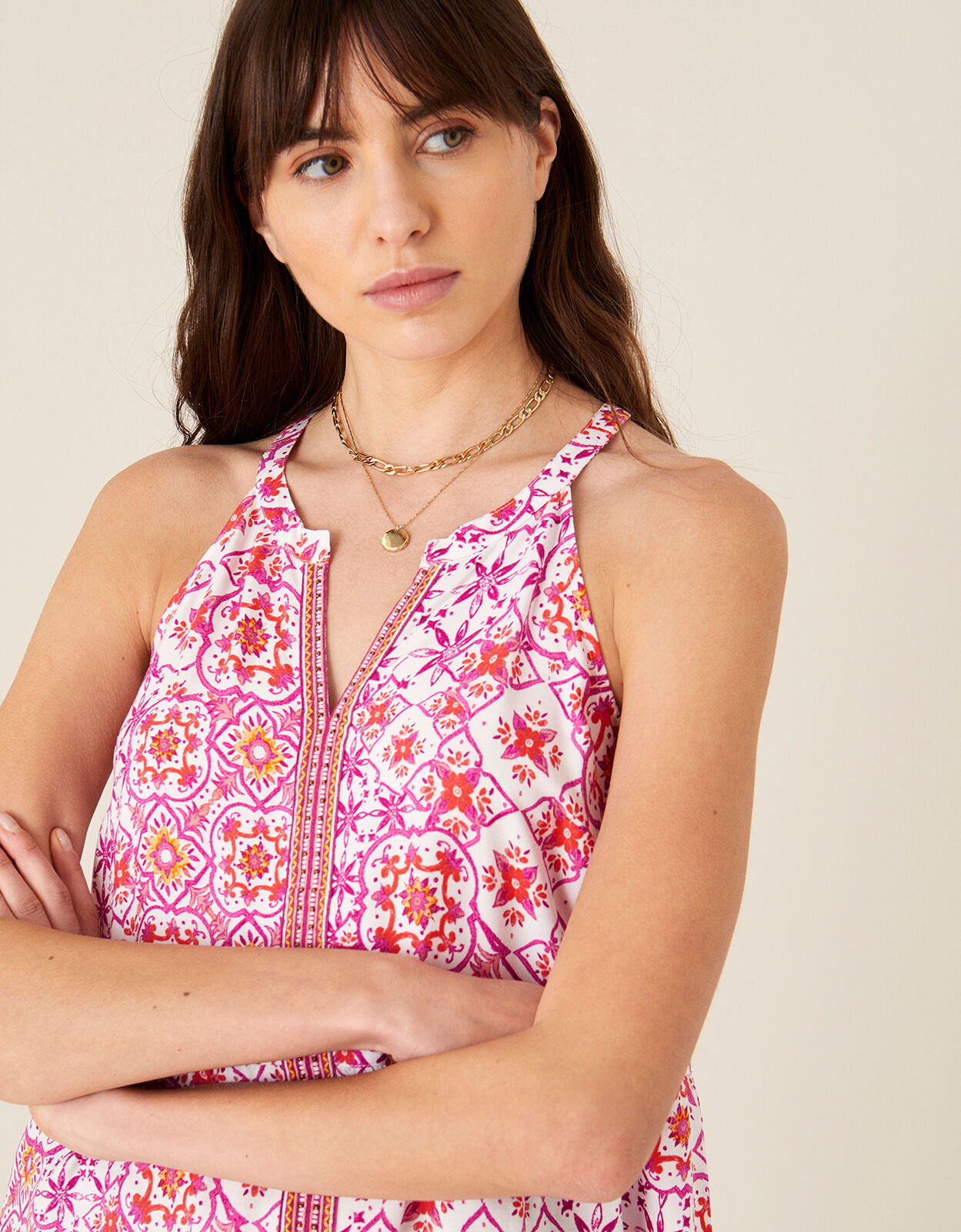 Beaded Floral Print Cami Red | Vests, Camisoles And