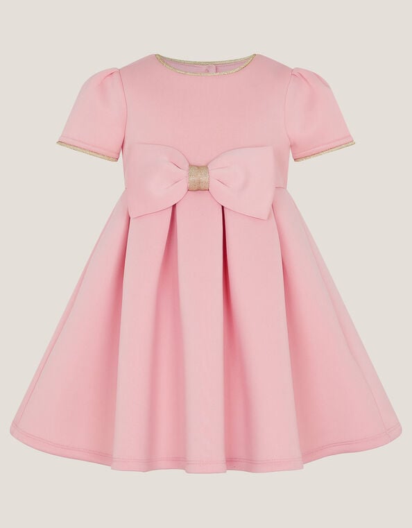 Baby Short Sleeve Bow Dress, Pink (PINK), large