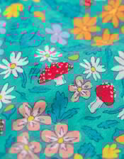 Frugi Sofia Printed Skater Dress, Green (GREEN), large