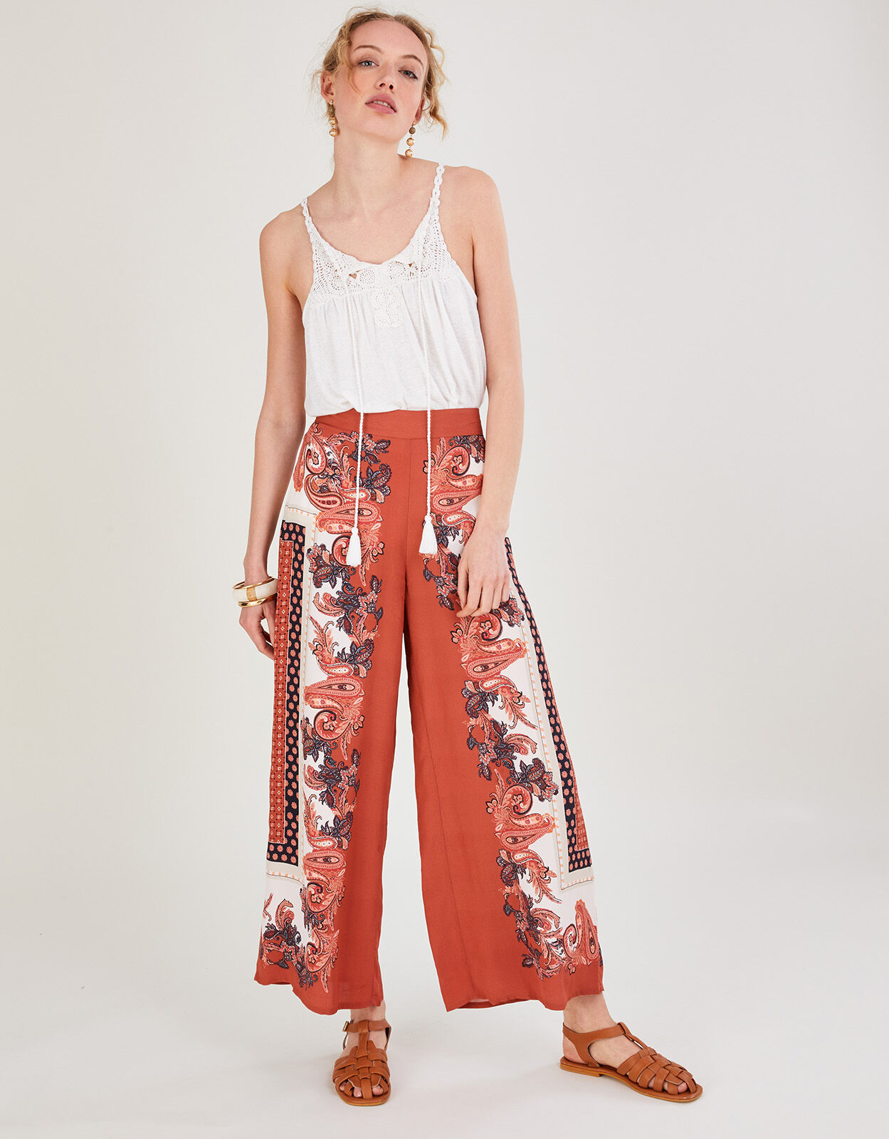 Oasis scarf deals print trousers
