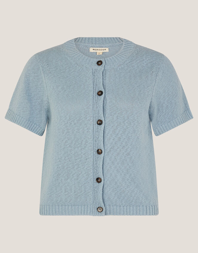 Celia Short Sleeve Cardigan, Blue (BLUE), large