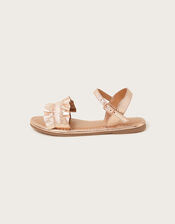 Frill Leather Sandals, Gold (ROSE GOLD), large