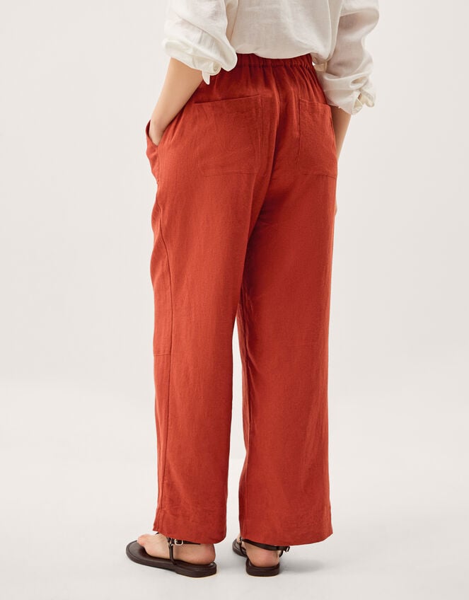 Jolie Wide Leg Linen Trousers, Orange (RUST), large