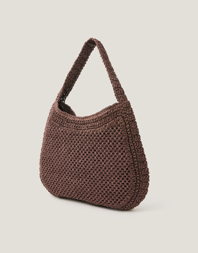 Hari Scoop Raffia Shoulder Bag, Brown (CHOCOLATE), large