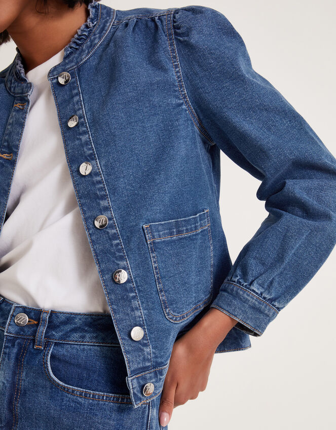 Louisa Frill Denim Jacket, Blue (DENIM BLUE), large