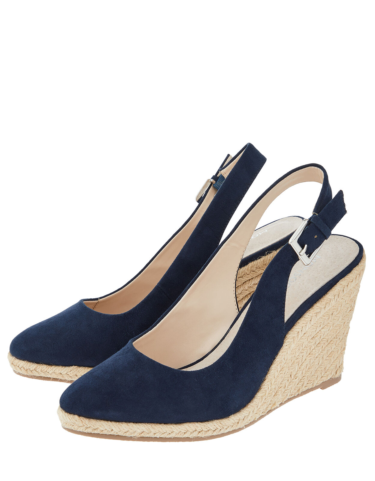 Navy sling sale back wedges