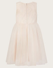 Darcie 3D Flower Glitter Tulle Dress, Gold (GOLD), large