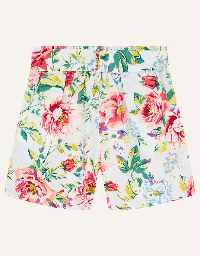 Floral Shorts in Linen Blend, Blue (BLUE), large