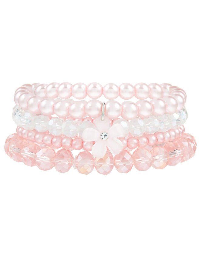Pearl and Crystal Bracelets with Flower Charm, , large