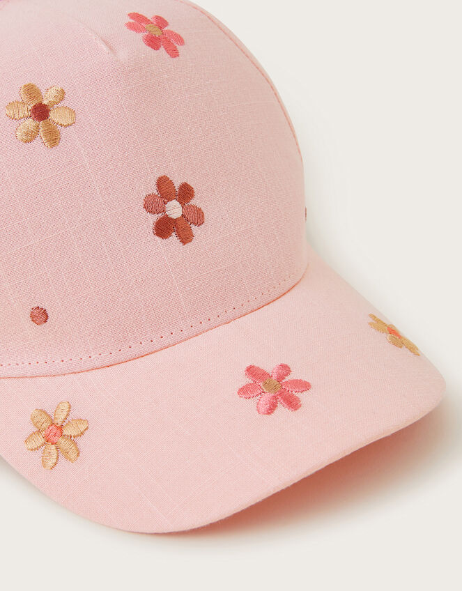 Floral Embroidered Cap, Pink (PINK), large