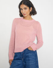 Mel Sheer Seamed Jumper, Pink (PINK), large
