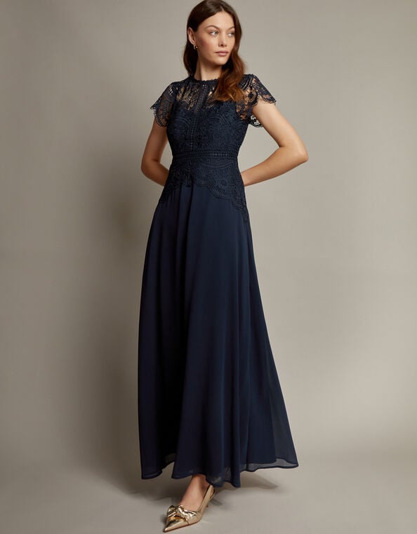 Monica Lace Bridesmaid Dress, Blue (NAVY), large