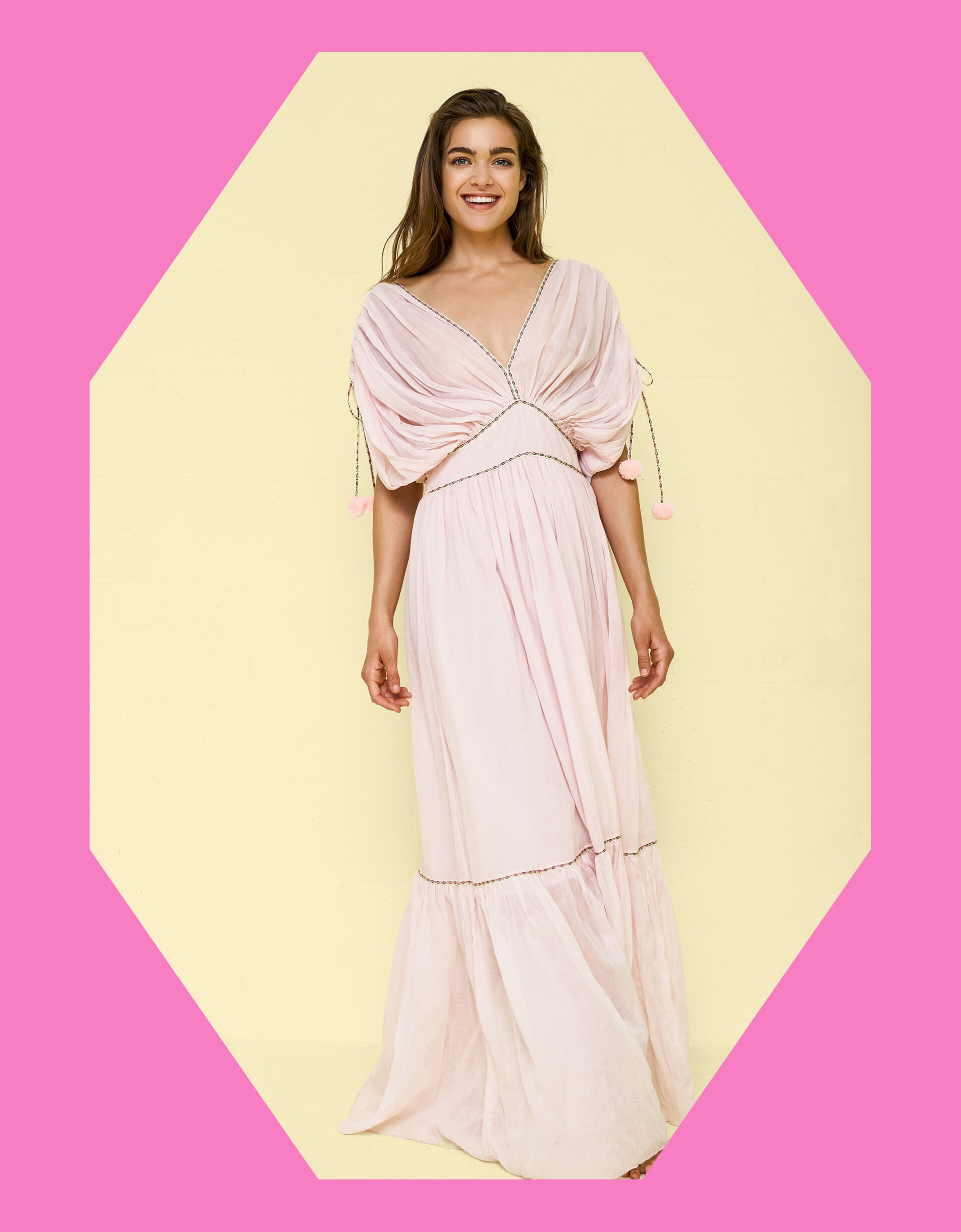 Pitusa Clara Drape Tassel Maxi Dress