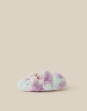 Rainbow Unicorn Faux Fur Slippers, Multi (MULTI), large