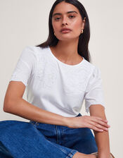 Tatianna Embellished T-Shirt, Ivory (IVORY), large