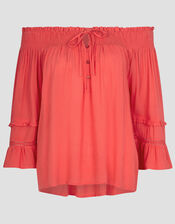 Ava Off-The-Shoulder Smock Top, Pink (PINK), large