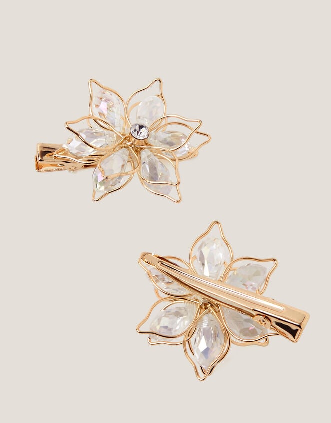 2-Pack Jewel Wire Flower Hair Clips, , large