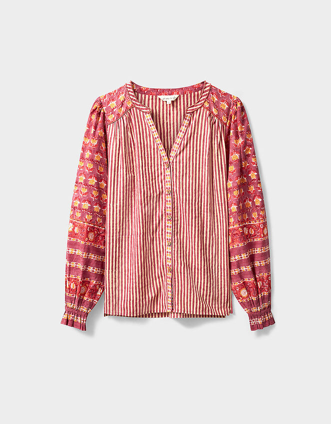 East Devyn Hand Block Print Cotton Top, Pink (PINK), large
