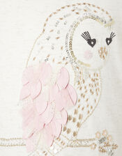 Owl Sequin Long Sleeve Top, Ivory (IVORY), large