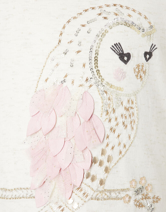 Owl Sequin Long Sleeve Top, Ivory (IVORY), large