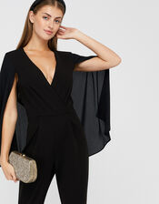 Kris Cape Jumpsuit, Black (BLACK), large