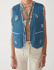 Maison Hotel Reversible Quilted Waistcoat, Blue (BLUE), large