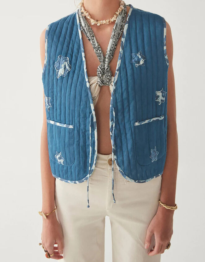 Maison Hotel Reversible Quilted Waistcoat, Blue (BLUE), large