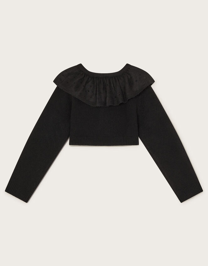 Oversized Collar Cardigan, Black (BLACK), large