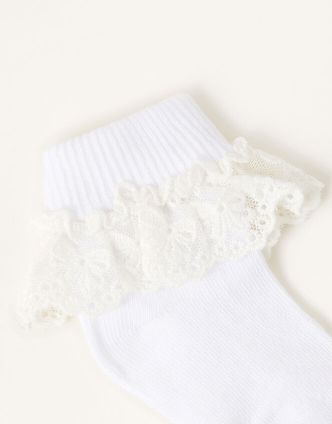 Baby Flower Lace Socks, White (WHITE), large