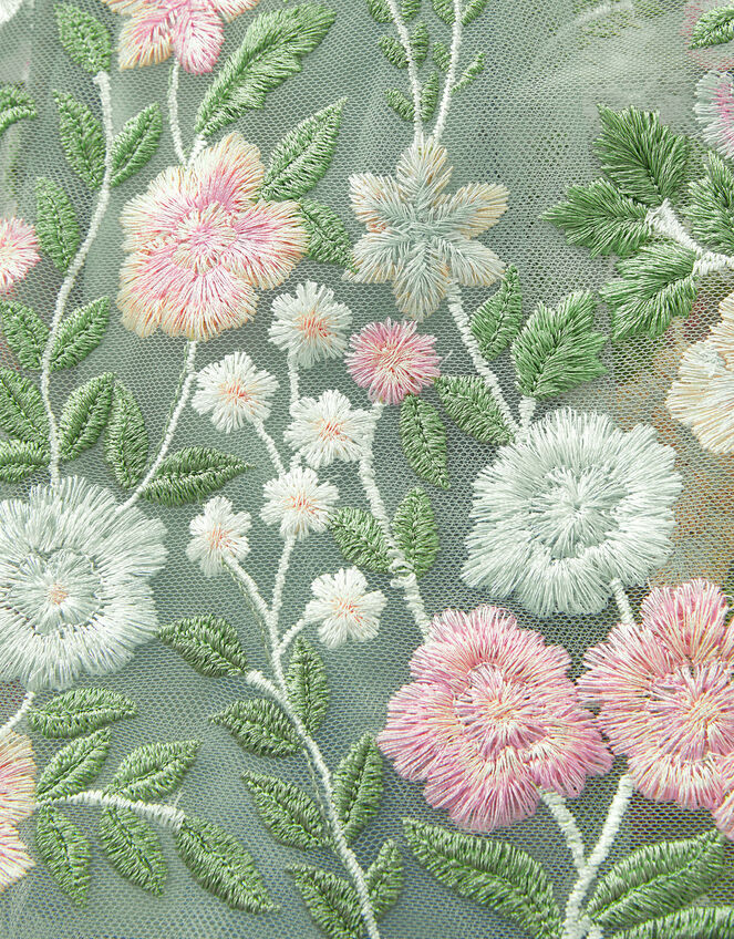 Dalia Floral Embroidered Party Dress, Green (SAGE), large