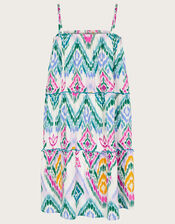 MINI ME Rainbow Ikat Print Dipped Hem Dress, Multi (MULTI), large