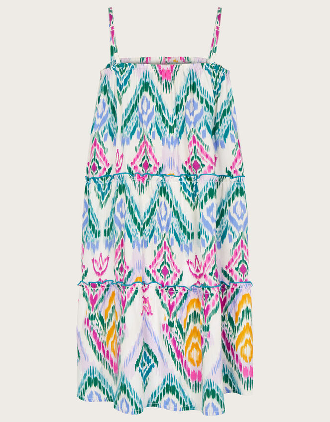MINI ME Rainbow Ikat Print Dipped Hem Dress, Multi (MULTI), large