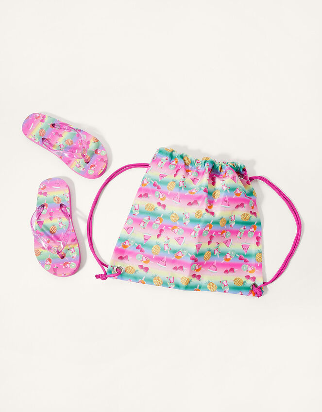 Fruity Print Flip Flop and Bag Set, Multi (MULTI), large