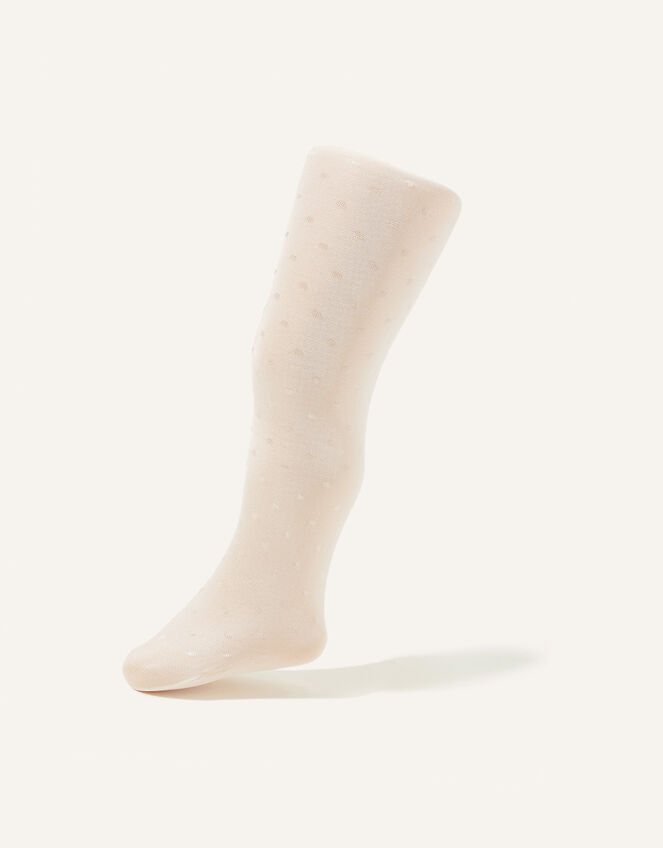 Baby 35 Denier Polka Dot Tights, Ivory (IVORY), large