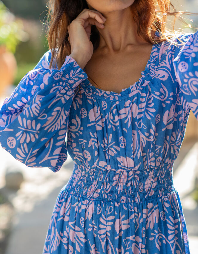 La Galeria Elefante Jodie Flamenco Maxi Dress, Blue (BLUE), large