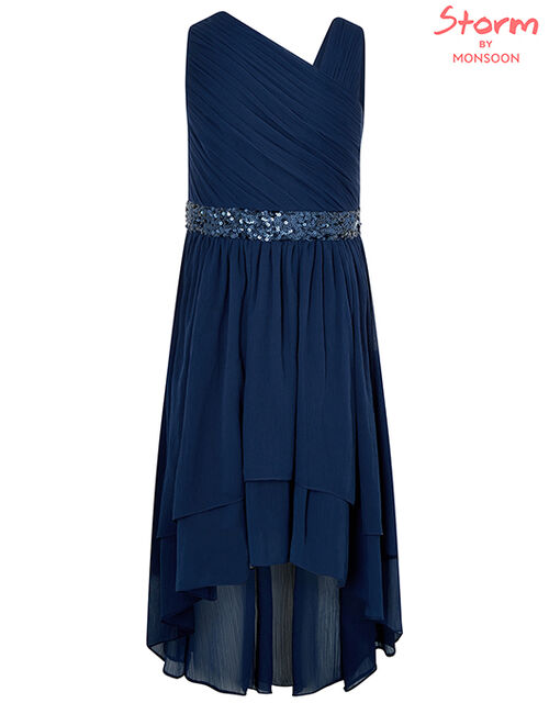 Abigail Sequin One-Shoulder Prom Dress, Blue (NAVY), large