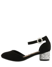 Ada Two Part Glitter Heel Shoes, Black (BLACK), large
