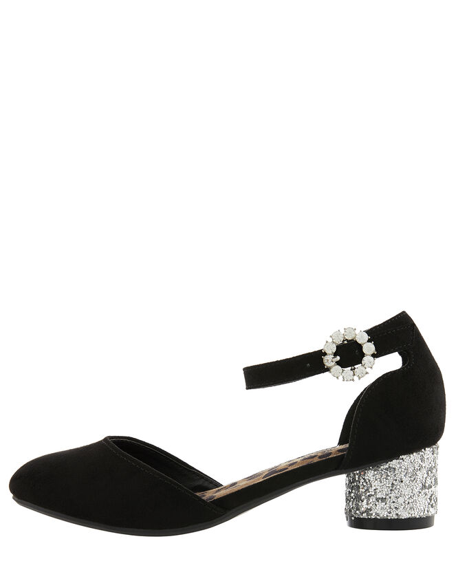 Ada Two Part Glitter Heel Shoes, Black (BLACK), large