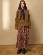 East Lizzy Embroidered Corduroy Jacket, Green (OLIVE), large