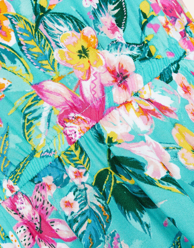 Tropical Floral Hanky Hem Dress, Green (GREEN), large