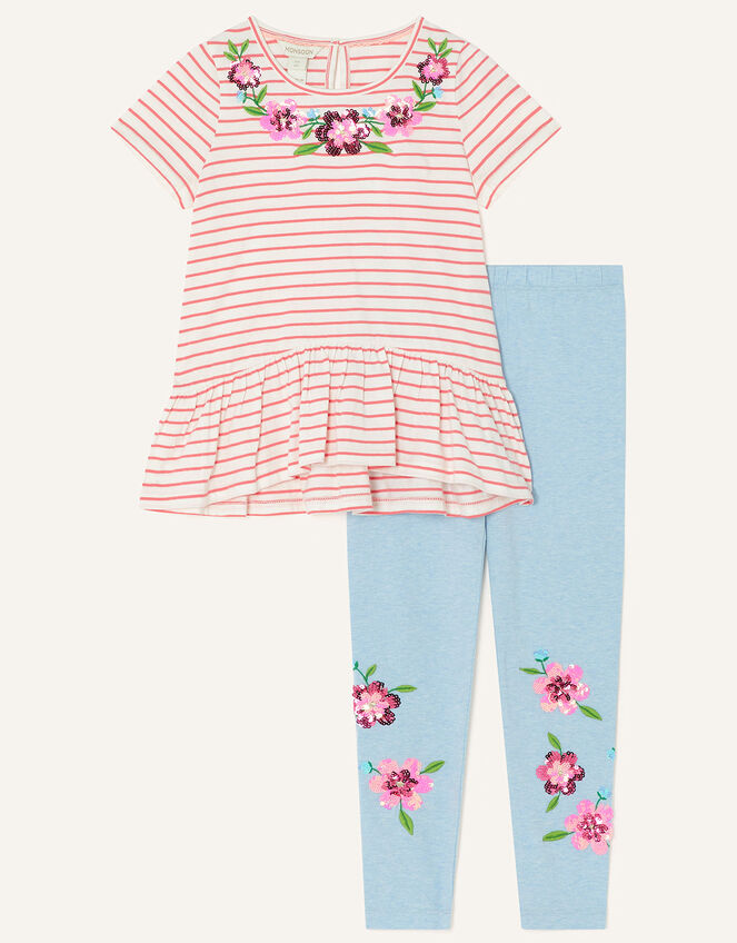Jersey Stripe Applique Flower Set, Red (RED), large