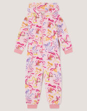 Bow Print Fleece Onesie, Pink (PINK), large