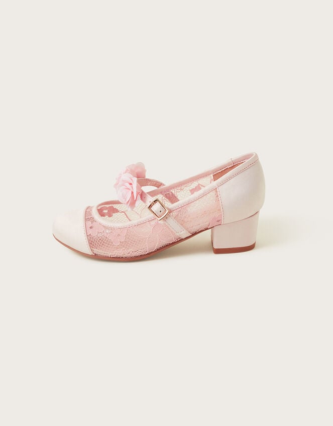 Blossom Corsage Lace Princess Heels, Pink (PINK), large