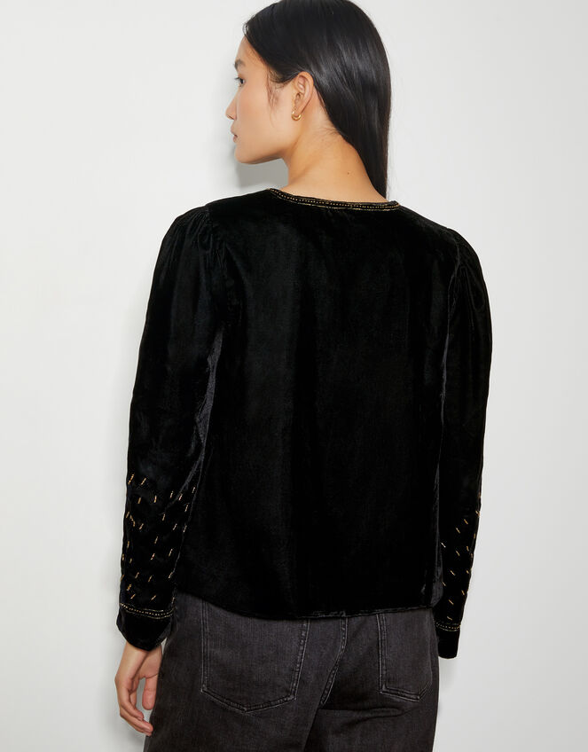 Beth Embellished Velvet Jacket, Black (BLACK), large