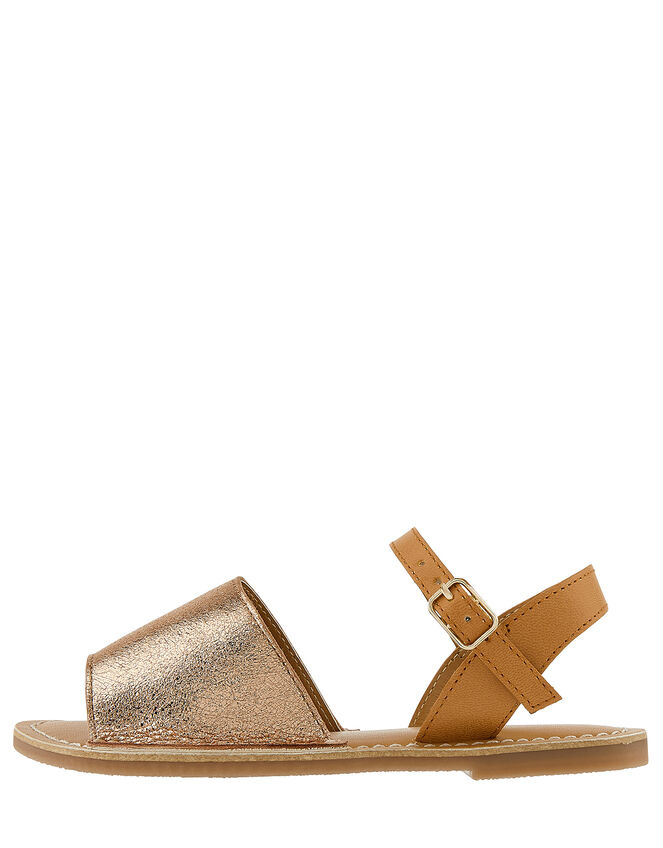 Zeta Metallic Peeptoe Sandals, Gold (ROSE GOLD), large